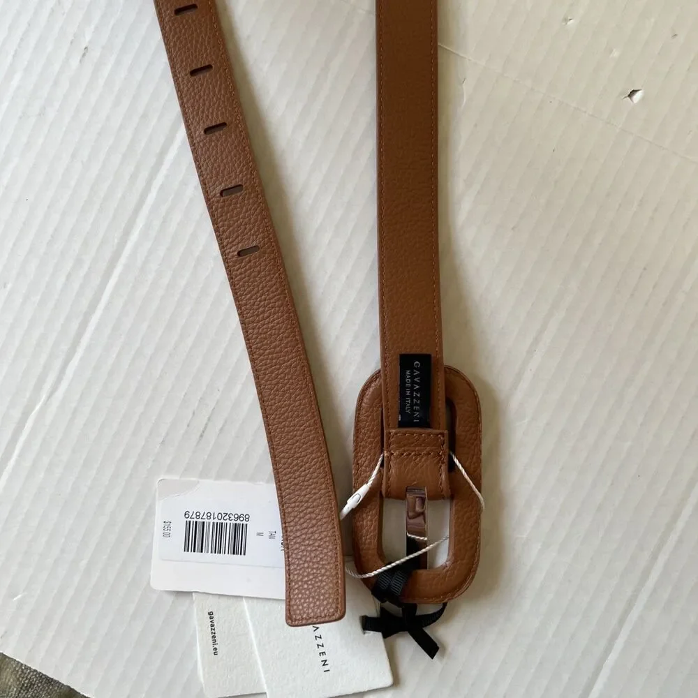 Veronica Beard/GAVAZZENI Leather Belt 90/M Lavanda Tan Brown Made in Italy NWT